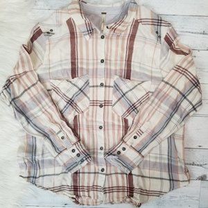 •Free People• Wesley Plaid Button Down Shirt